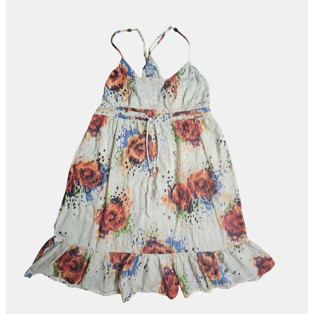Delia's Ivonne Y2K Babydoll Mini Dress Floral Mini  Ruffled‎  S Cotton Summer